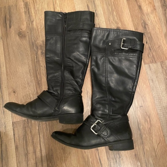 Nine West Black Leather Riding Boots | Size 6 - Picture 1 of 3